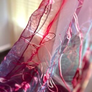 Curtains Big Rod Pocket Sheer Embroidered Tulle for Living Room. Size 275” x 95”